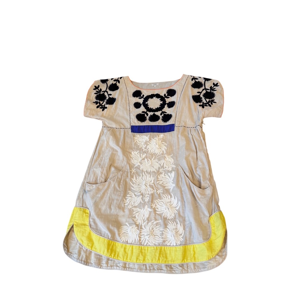 Hoss Intropia Embroidered Cotton  Khadi Tunic Short  Dress Boho Shift Women 40/M